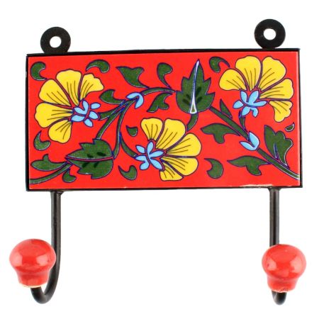 Yellow Flower Ceramic Tile Hook